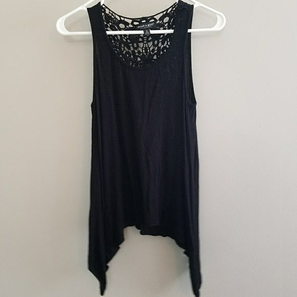 About A Girl Tops - Black Lace Back Tank Top